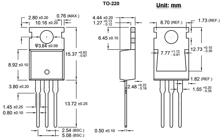 Mechanical Drawing - Taiwan Semiconductor TSM043NB04CZ N-Channel Power MOSFET